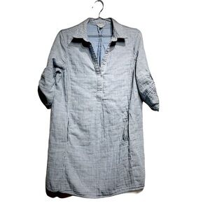 Max Stuido M. Stripped Classic Blue Tunic Summer Elbow-Sleeve Dress. Mini